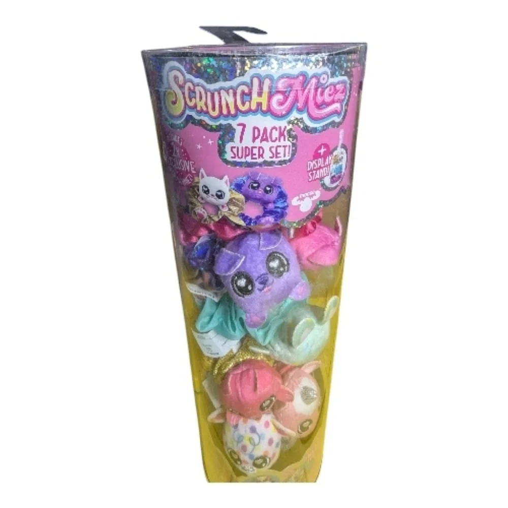 Scrunchmiez Hair Scrunchies 7 Pack Hair Ties Purple Plush Friend